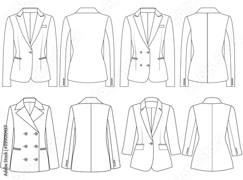 women blazer Suit Jacket vector illustration design,	