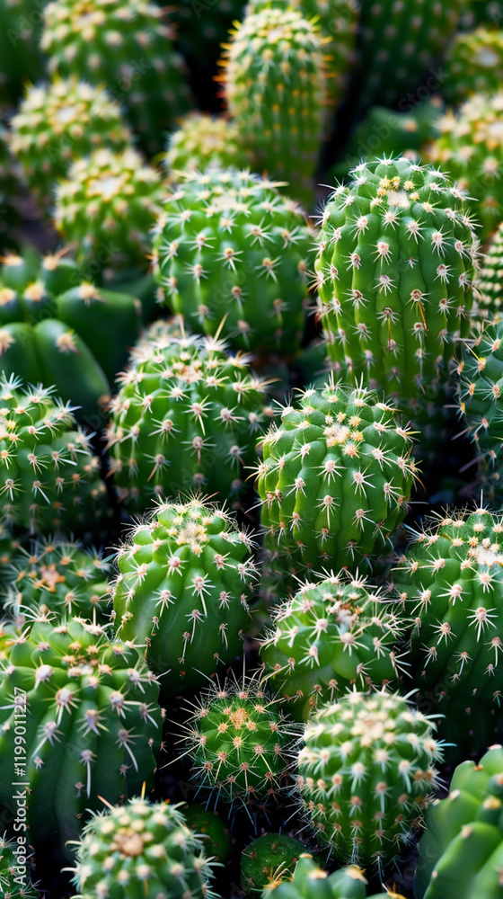 A close-up image showcasing the intricate texture of a cactus with dense spines A close-up image showcasing the intricate texture of a cactus with dense spines