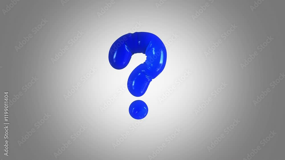 Blue Latex Balloon in Question Mark Shape - 4K Animation Light Background Blue Latex Balloon in Question Mark Shape - 4K Animation Light Background