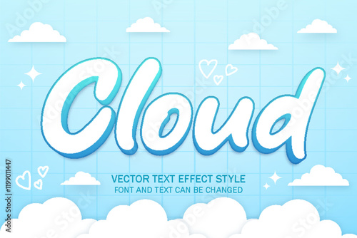cloud sky bright day typography editable text effect font style template design background