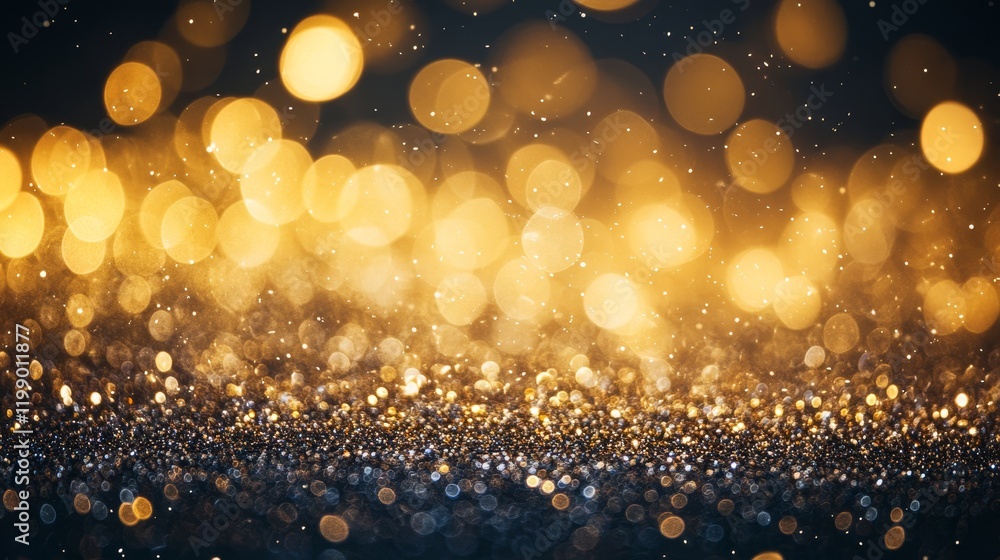 Golden bokeh lights, glittering background, festive atmosphere Golden bokeh lights, glittering background, festive atmosphere