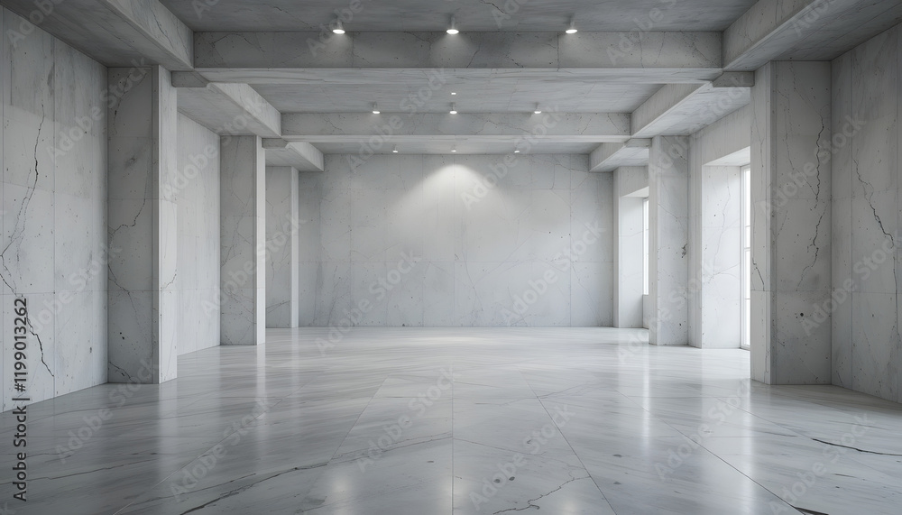 Spacious industrial hall with metallic walls and soft lighting, featuring clean and symmetrical design elements perfect for high-tech settings or futuristic architectural ideas. Spacious industrial hall with metallic walls and soft lighting, featuring clean and symmetrical design elements perfect for high-tech settings or futuristic architectural ideas.