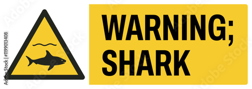 ISO warning safety signs uppercase text_warning ; shark_landscape size 1/2 a4,a3,a2,a1	 
