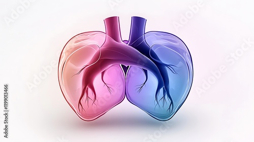 Colorful anatomical illustration of human lungs with intricate vein details on a soft background photo