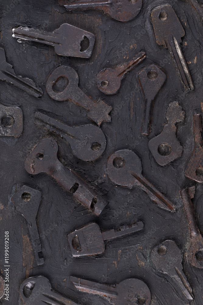 old rusty keys on a black background old rusty keys on a black background