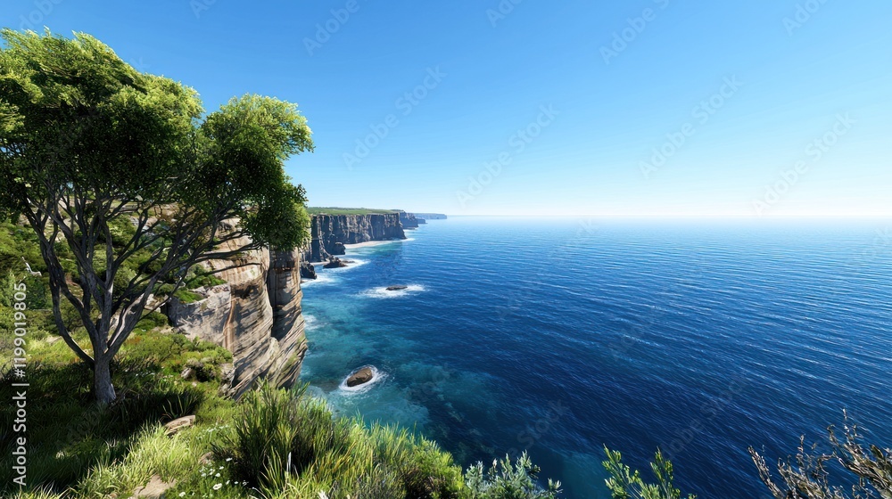 Coastal Cliffs and Ocean Panorama Coastal Cliffs and Ocean Panorama