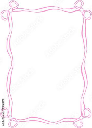 Squiggle Wavy Oval Frame with Bow Outline
