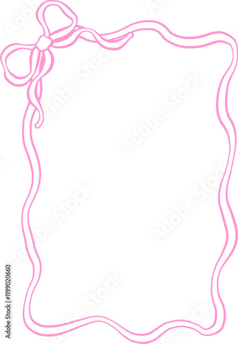 Squiggle Heart Frame with Bow Outline