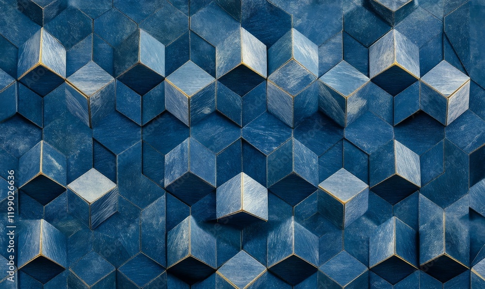 Obraz premium A 3D abstract design showcasing a blue geometric background with cube elements.