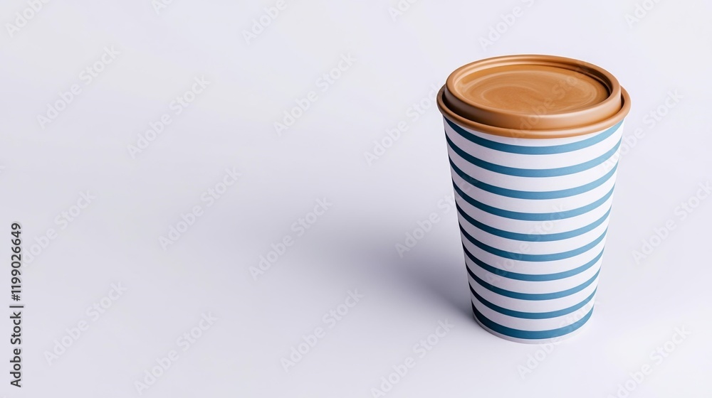 Striped Paper Cup for Branding and Design Projects. Generative AI