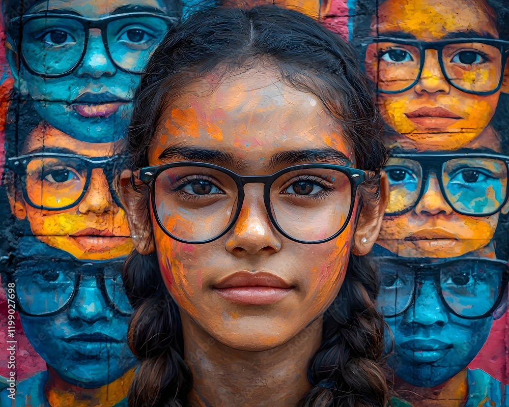 Obraz premium Glowing Community Mural Celebrating Diverse and Educational Initiatives