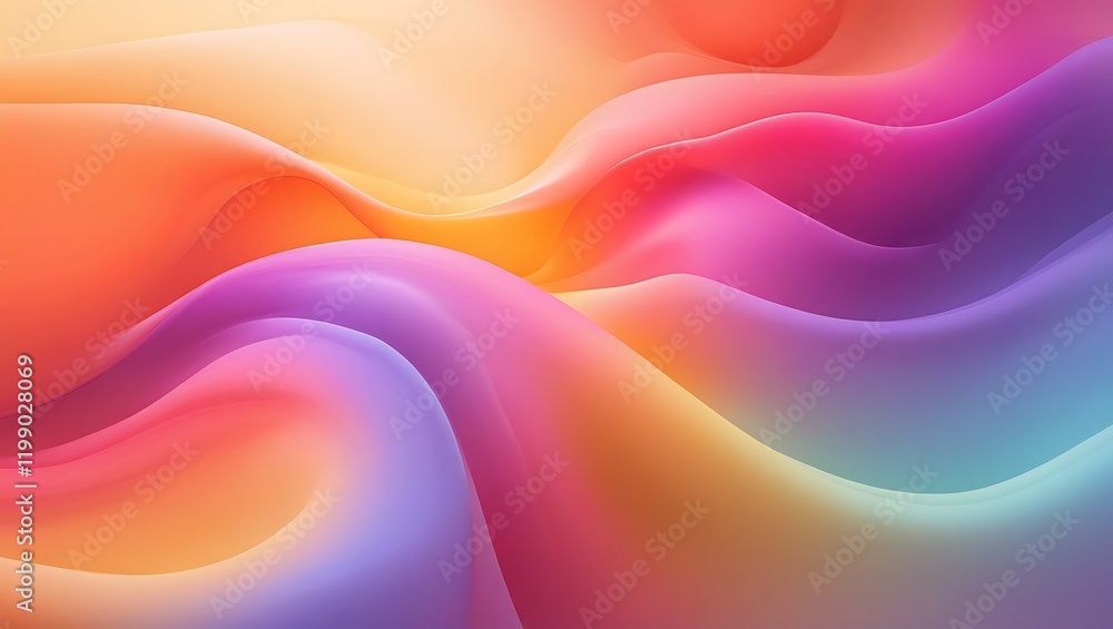 Fototapeta premium Vibrant pastel abstract background with flowing gradient waves, colorful fluid shapes, and dreamy soft textures for creative designs