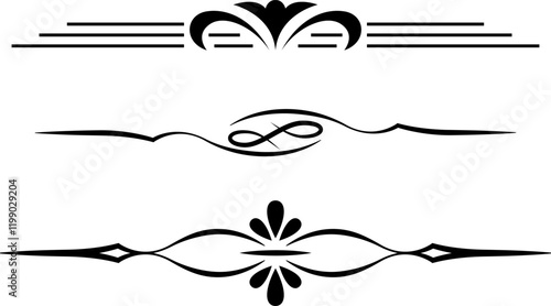 black and white set of delimiters for text, dividers