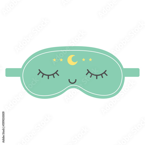 Cute sleep mask with moon. Eye mask. Night rest accessory. Vector flat illustration