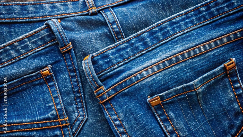 Fototapeta premium Blue Jeans Back Pockets Architectural Photography, Denim, Fashion, Texture, Detail