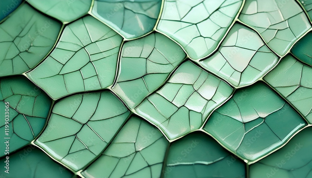 A tile with a crackle glaze effect in soft pastel green, showcasing a delicate web of intricate patterns, perfect for adding a touch of charm and elegance to any interior space. A tile with a crackle glaze effect in soft pastel green, showcasing a delicate web of intricate patterns, perfect for adding a touch of charm and elegance to any interior space.