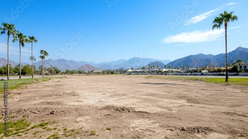 Desert Landscape with Palm Trees