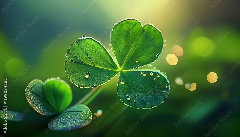 Highlight the intricate veins of a bright green clover leaf, with dewdrops clinging to its surface, reflecting the morning light, showcasing the delicate beauty of nature’s detail. Highlight the intricate veins of a bright green clover leaf, with dewdrops clinging to its surface, reflecting the morning light, showcasing the delicate beauty of nature’s detail.
