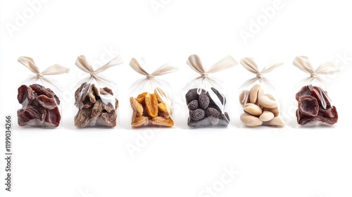 Dried Fruit Packaging on White Background. Generative AI photo