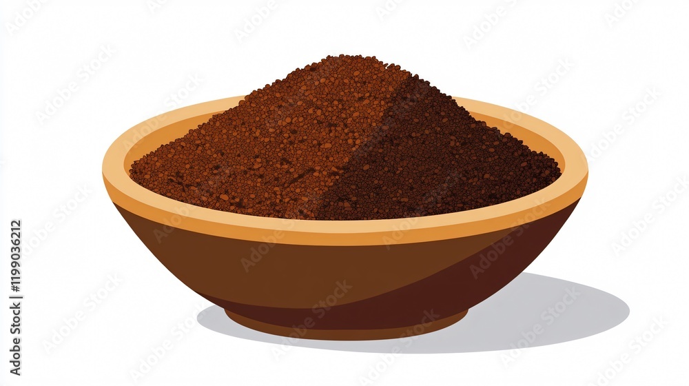 Ground Coffee Bowl Vector Illustration for Professional Designs Ground Coffee Bowl Vector Illustration for Professional Designs