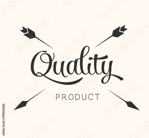 Quality Badge with Arrwors, Vintage, Vector