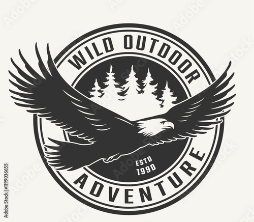 Outdoor Adventure Badge, Adler - Vintage, Vector