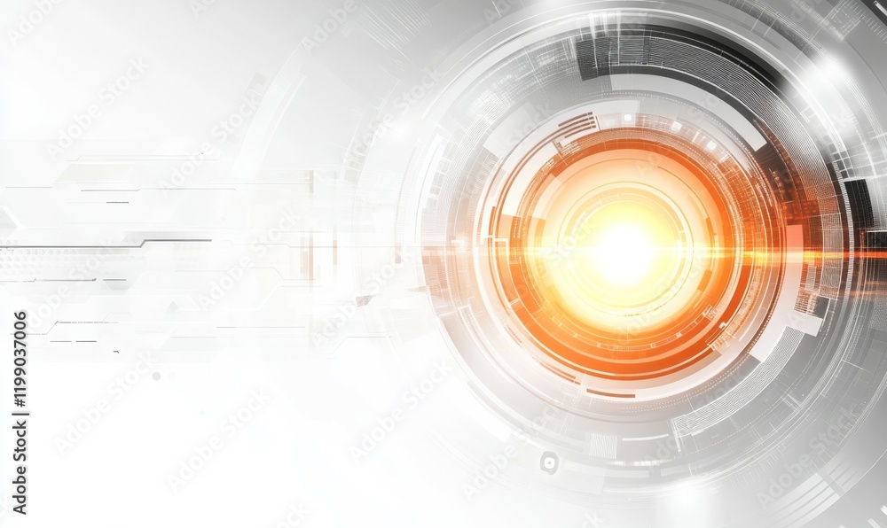 Obraz premium Abstract technology background with circle light, white, corridor, modern