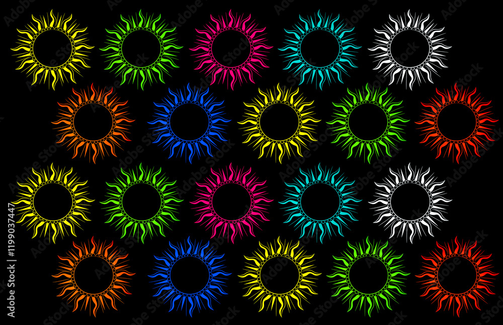 dynamic representation of sun shape, mystical sun crown with tongues of fire, fractal art dynamic representation of sun shape, mystical sun crown with tongues of fire, fractal art
