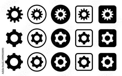 Gear set. Black gear set. Gear setting vector icon. Gear wheel isolated on white background photo