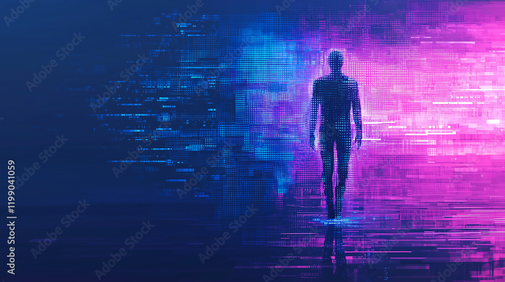 Futuristic Digital Concept Depicting Artificial Intelligence Evolution with Human Silhouette in Cybernetic Environment Showcasing Innovation, Technology, and Transformation in AI and Data Integration Futuristic Digital Concept Depicting Artificial Intelligence Evolution with Human Silhouette in Cybernetic Environment Showcasing Innovation, Technology, and Transformation in AI and Data Integration