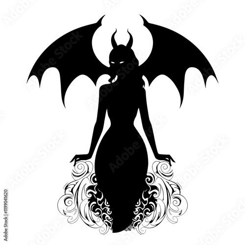 Lilith – A Stunning and Symbolic Representation of the Mythological Figure. Perfect for Spiritual Art, Esoteric Decor, Tattoos, Posters. Feminine Power, Mystery, and Independence