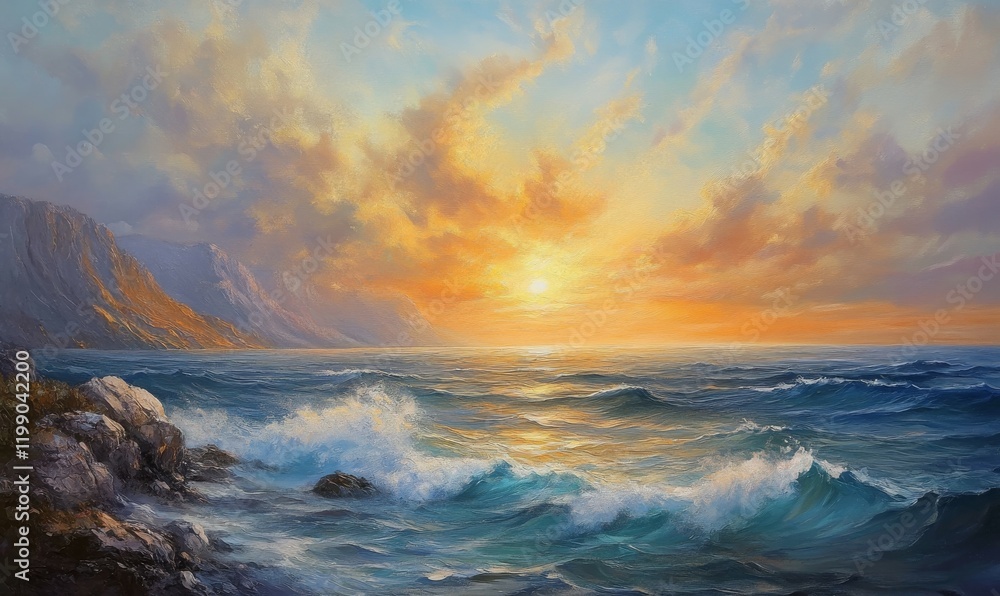 Naklejka premium Beautiful sunrise over the sea