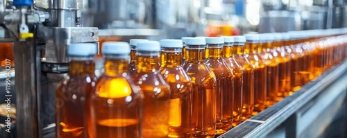 Wallpaper Mural Automated bottling process in a modern industrial factory setting. Torontodigital.ca