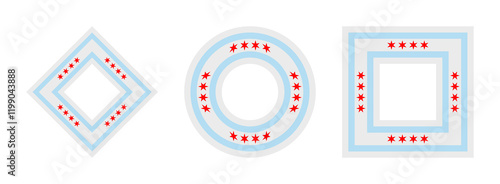 chicago flag icon set. vector illustration isolated on white background