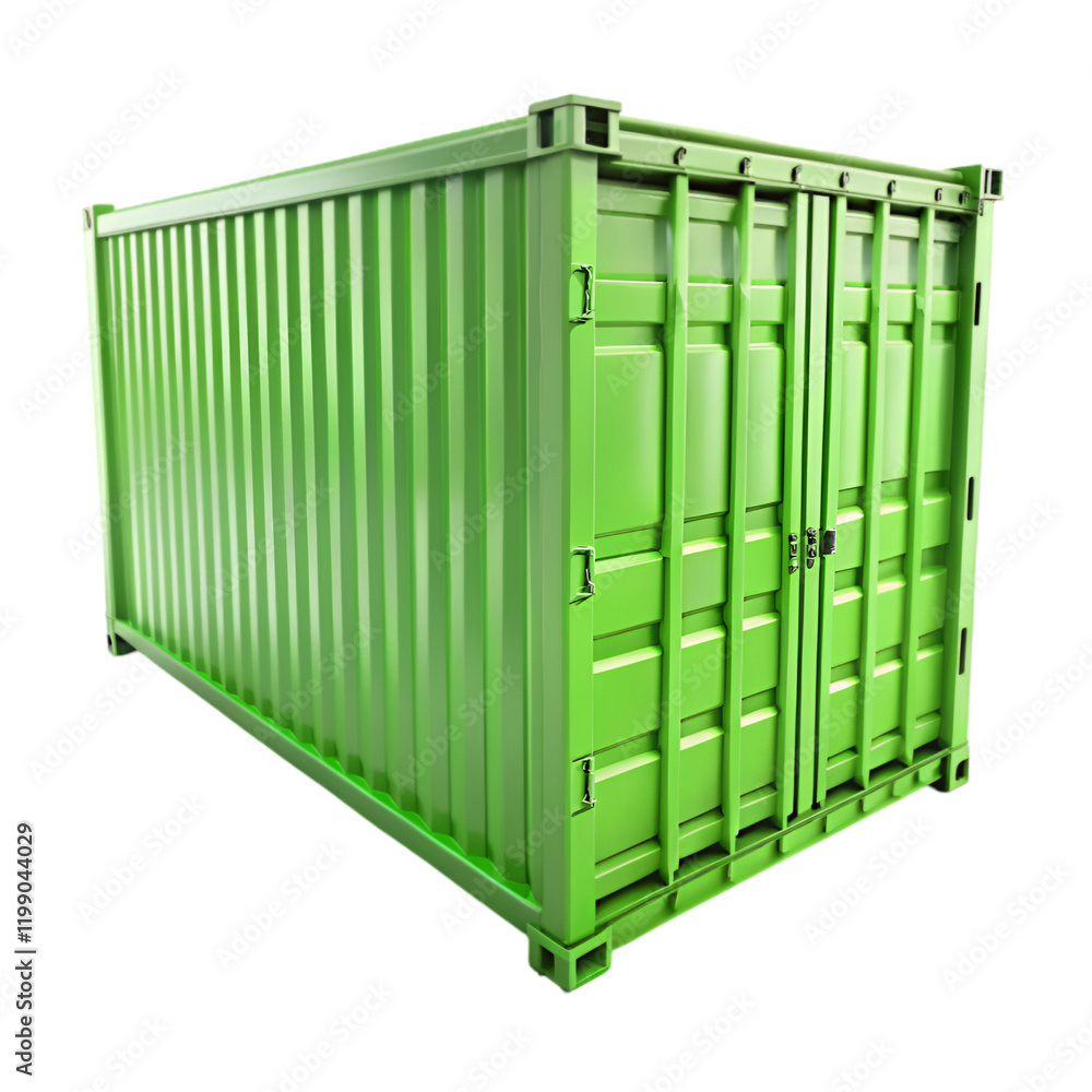 Green container isolated on transparent background Green container isolated on transparent background