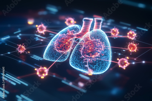A stylized graphic shows a world map with centrally highlighted lungs. These lungs are composed of luminous connections and nodes, representing the worldwide battle against tuberculosis