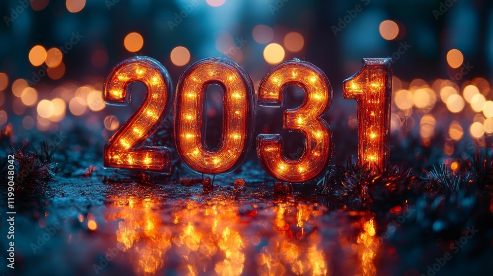 Glowing 2031 New Year Celebration Banner. Generative AI Glowing 2031 New Year Celebration Banner. Generative AI