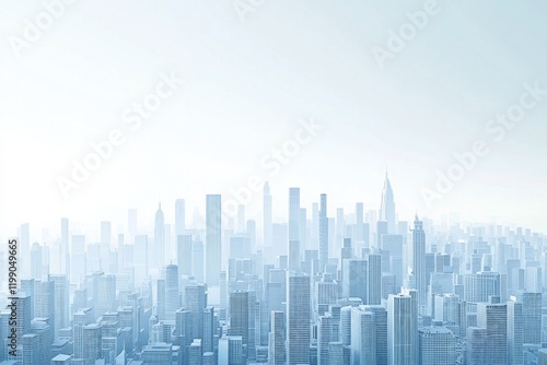 Wallpaper Mural White background, light blue gradient city skyline, in a minimalist design, 3d rendered style Torontodigital.ca