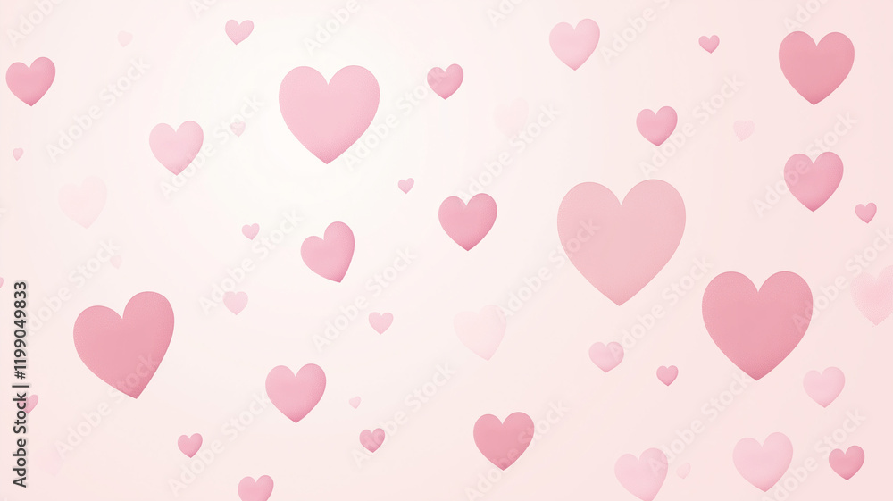 Delicate pink hearts floating on a light pink background. Ideal for love and romance themes. Delicate pink hearts floating on a light pink background. Ideal for love and romance themes.