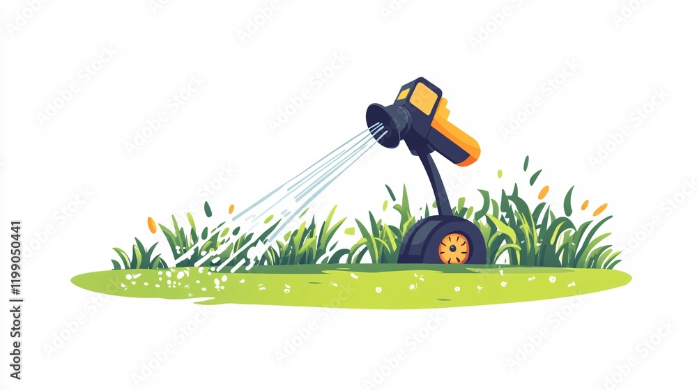 Fototapeta premium Professional Lawn Sprinkler Vector Illustration for Landscaping Designs