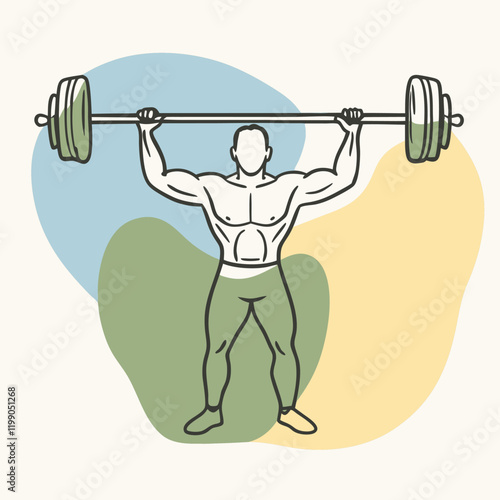 vector silhouette of a weightlifter holding a barbell overhead in a triumphant pose 