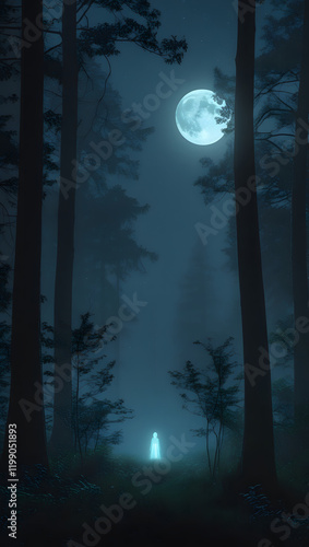 night landscape with moon and clouds . generative AI
