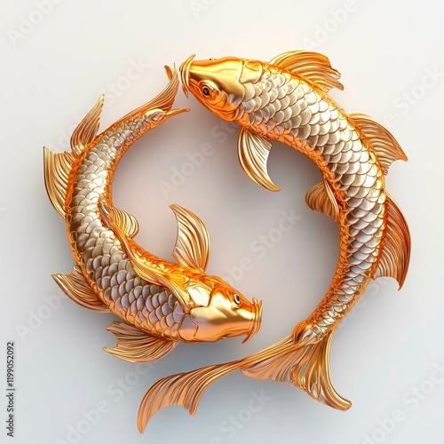 Zodiac sign Pisces 3D on white background