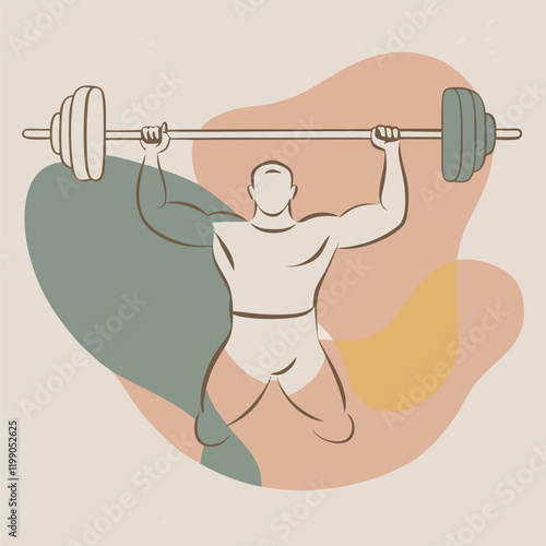 vector silhouette of a weightlifter holding a barbell overhead in a triumphant pose 