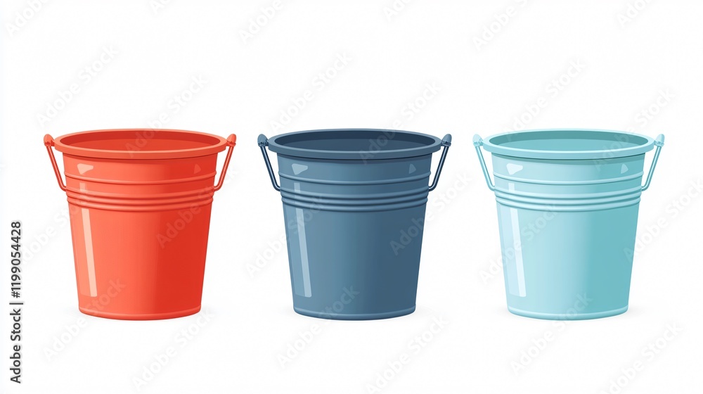 Metal Tin Bucket Vector Isolated Illustration for Various Graphic Design Projects Metal Tin Bucket Vector Isolated Illustration for Various Graphic Design Projects