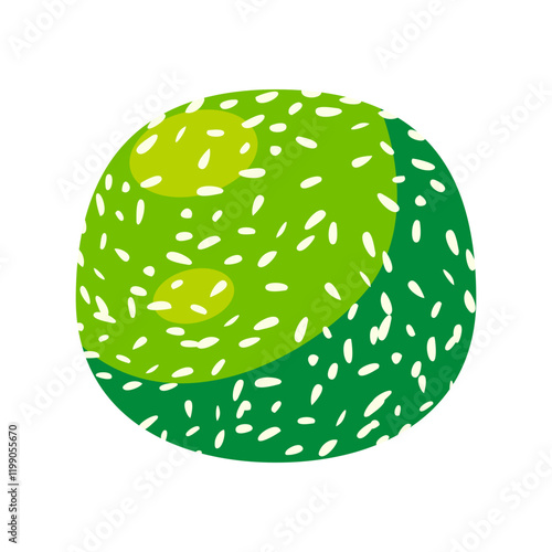 Green melon with sesame seeds digital illustration.