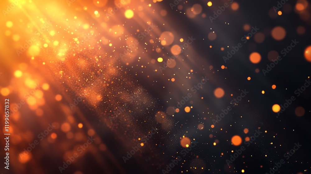 Fototapeta premium Magic Sparkling Lights, Warm Glowing Bokeh, Abstract Light Effect, Shimmering Background