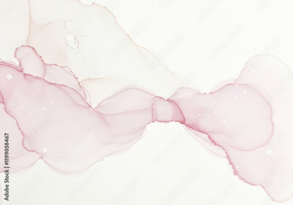 Fototapeta premium Elegant pink fluid ink wave on white background