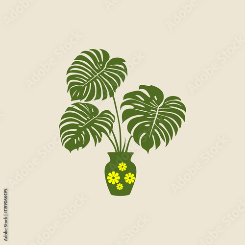  tropical palm, eucalyptus, monstera