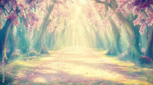 Fototapeta Naklejka Na Ścianę i Meble -  A tranquil outdoor setting with peonies blooming in a sunlit meadow, their colors standing out against the lush foliage